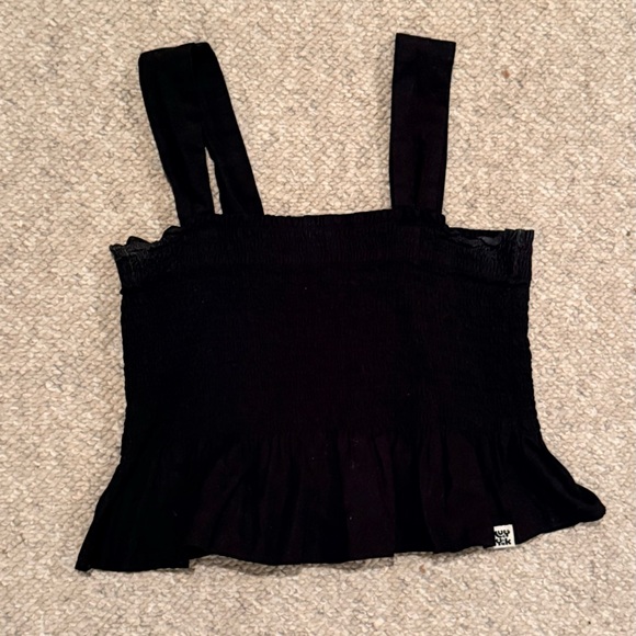 Lucy & Yak Tops - Lucy & Yak Black Smocked Ruffle Tank Top large